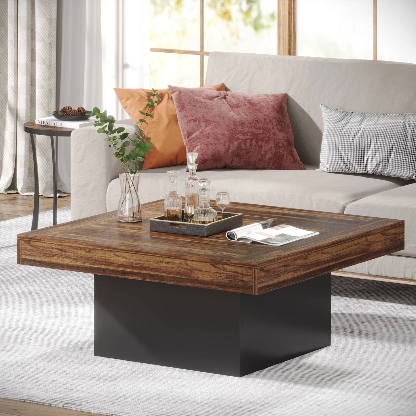 Square Coffee Table with LED Light