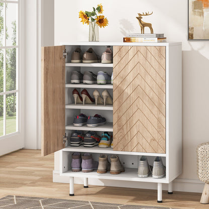 18-Pair Shoe Cabinet, 6-Tier Shoe Rack Organizer Cabinet with Door