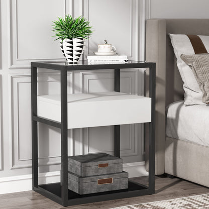 Modern Nightstand Side End Table with Drawer and Shelf