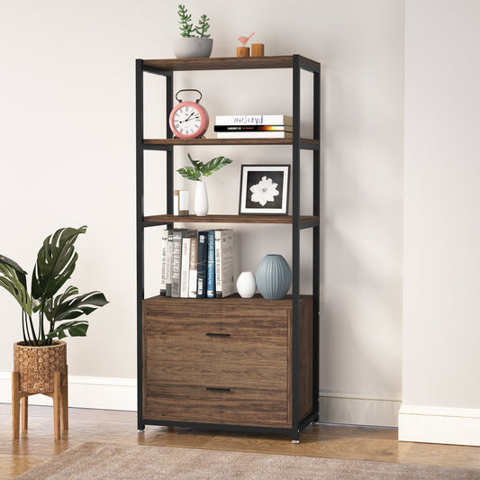 Rustic Bookshelf with 2 Drawers