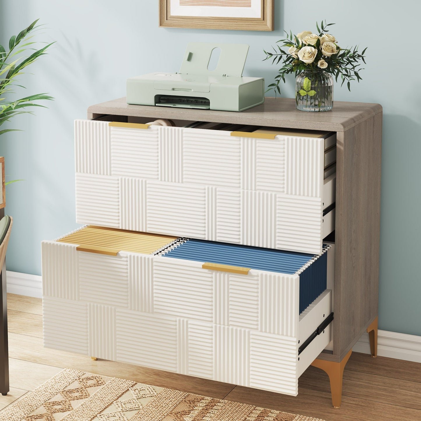 Modern Filing Cabinet with Adjustable Hanging Bar