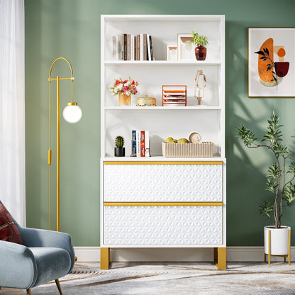 Vertical Filing Cabinet with with Open Shelves