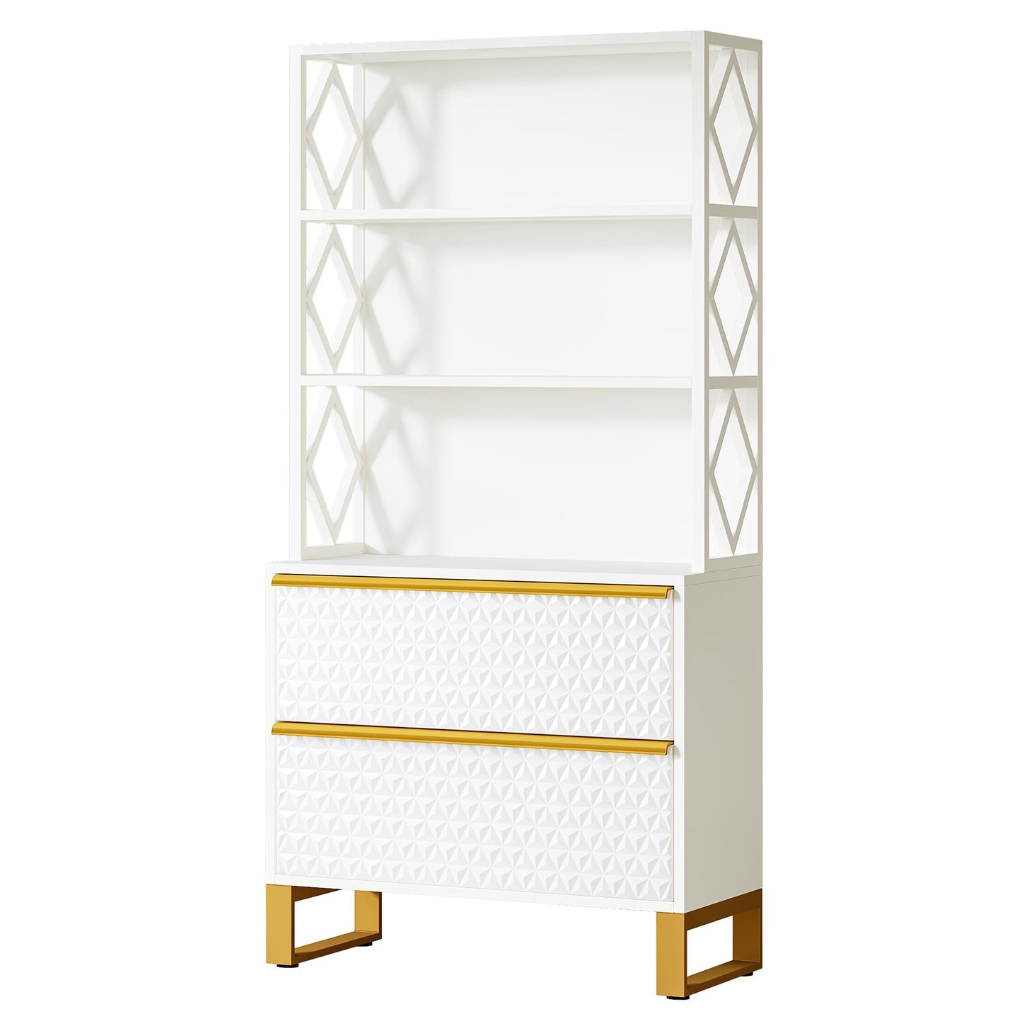 Vertical Filing Cabinet with with Open Shelves