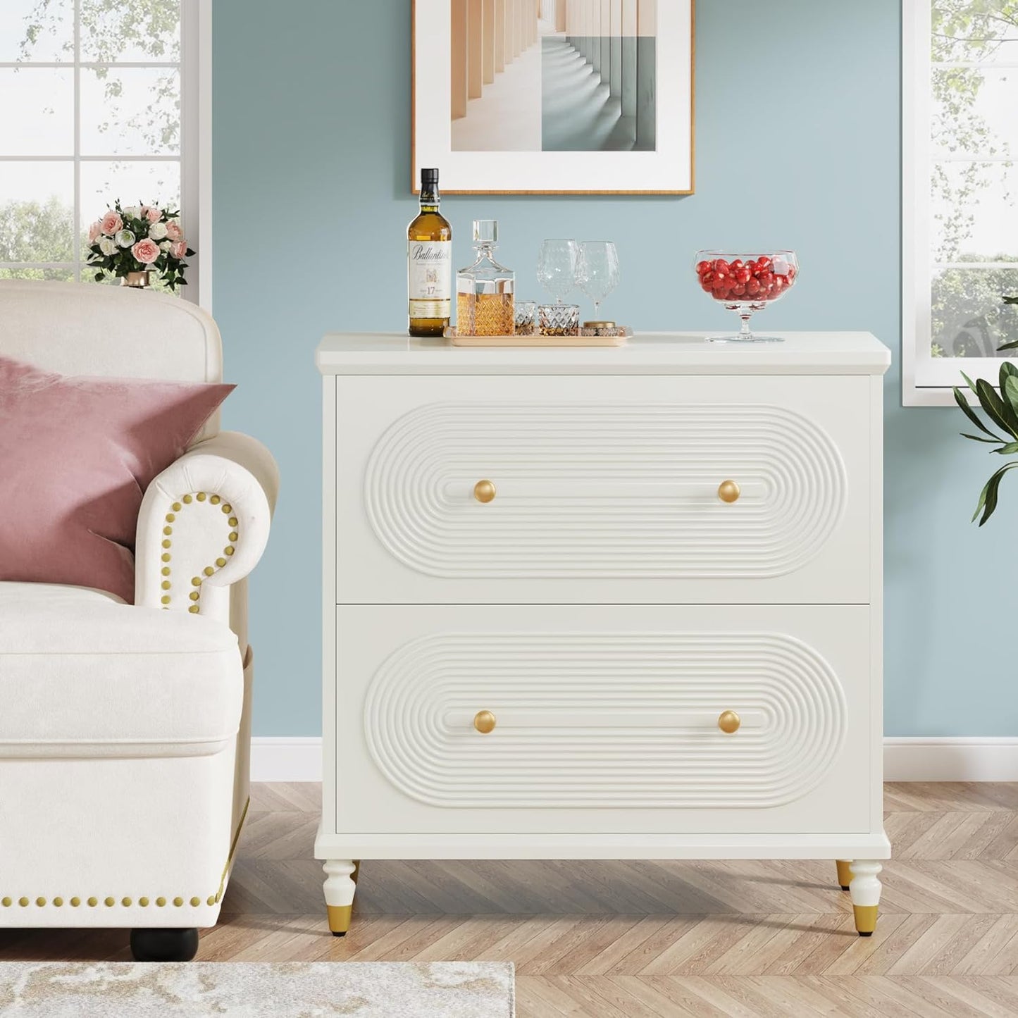 Office Filing Cabinet with Gold Legs