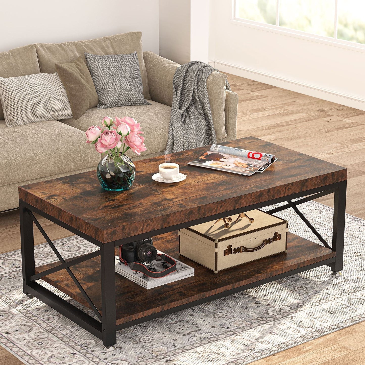 Cocktail Table with Storage Shelf