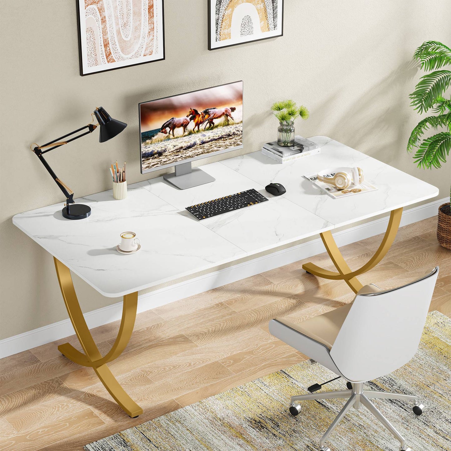 Faux Marble Computer Desk Meeting Table