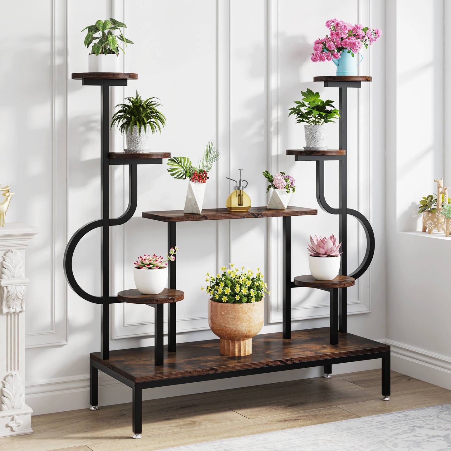 Plant Stand, Wood Potted Ladder Holder Flower Rack Shelves