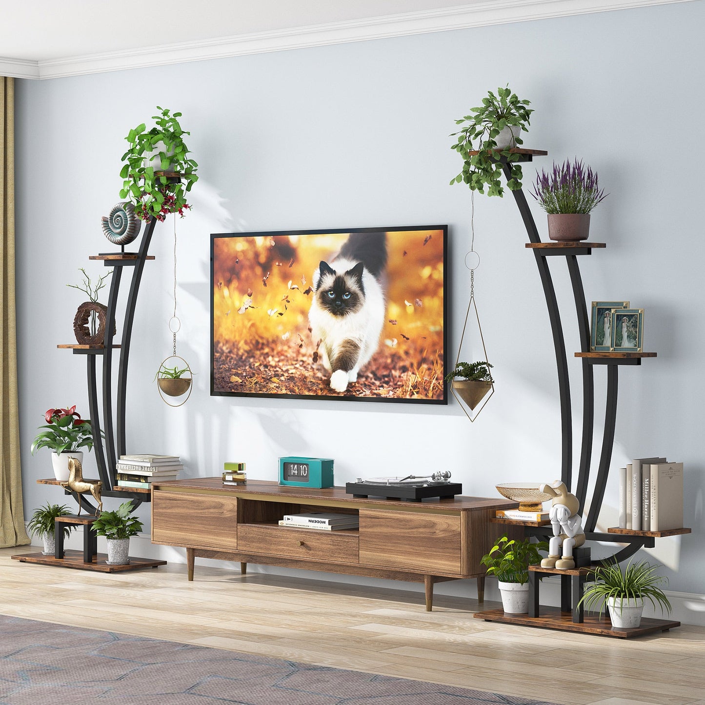 Plant Stand, Metal Curved Display Shelf