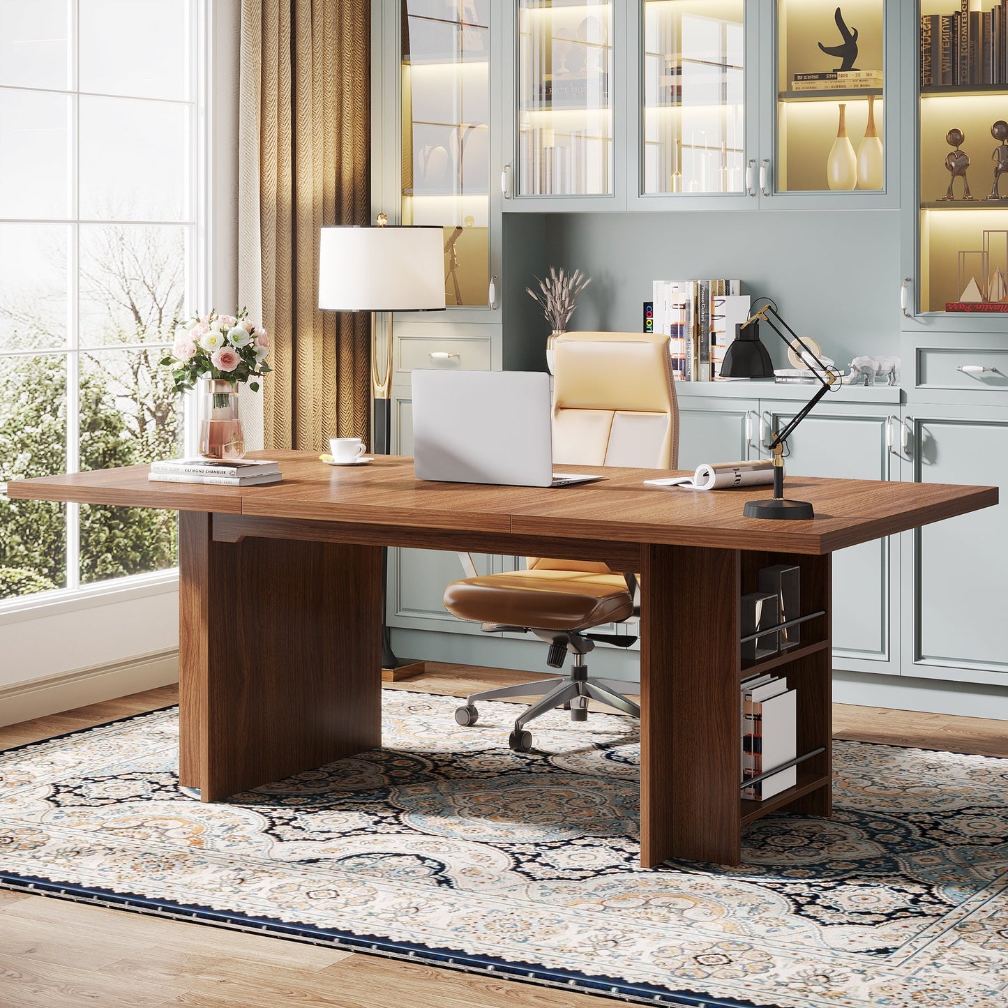 Large Wood Computer Writing Table with Storage