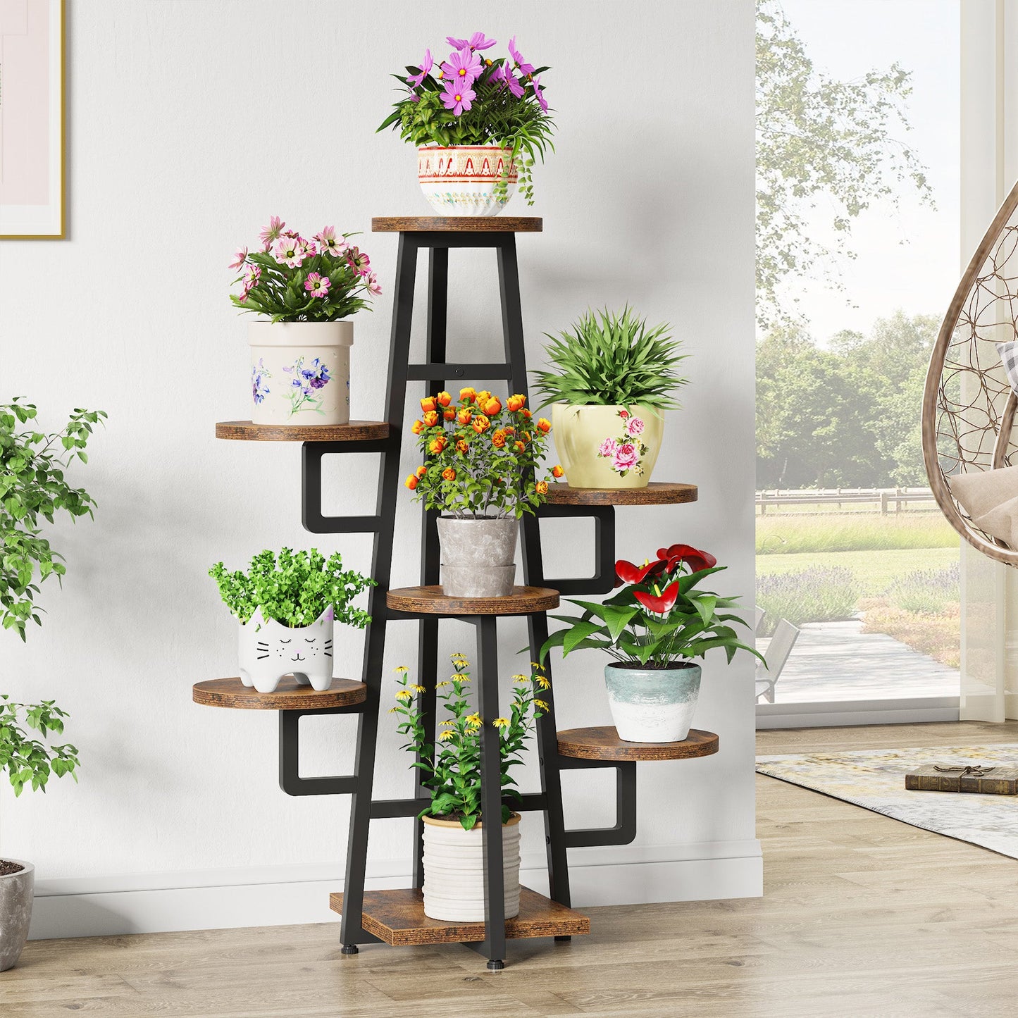 7-Tier Plant Stand, 43.3" Plant Pots Holder Rack Flower Stand