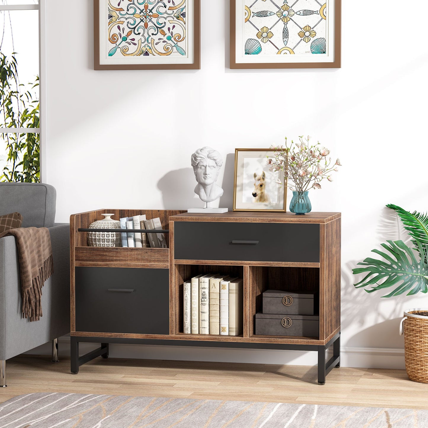 Rustic Lateral Filing Cabinet with 2 Drawers