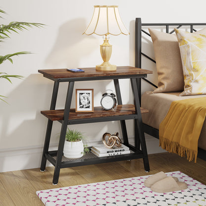 Vintage Bed Side Table with Storage Shelf