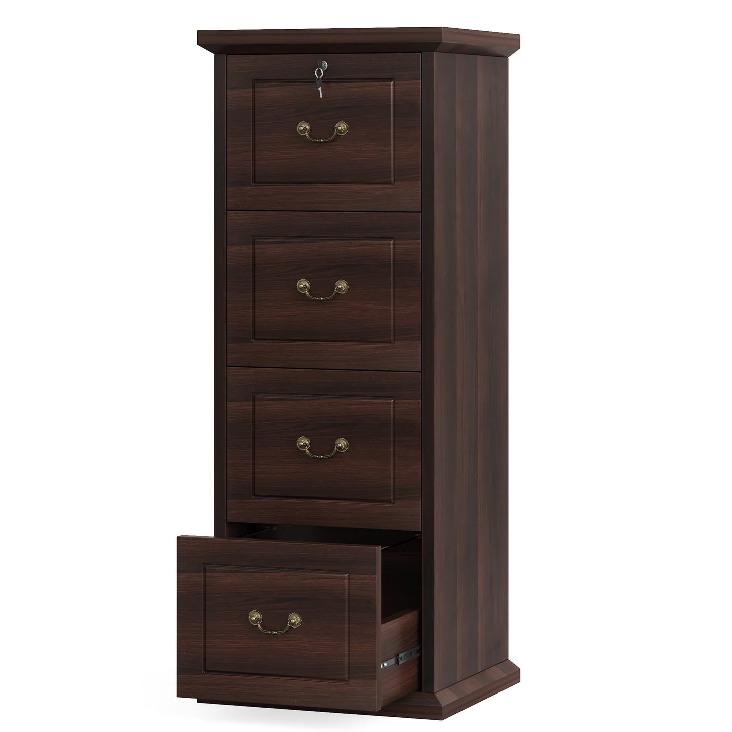 Vertical Wood Filing Cabinet with Lock