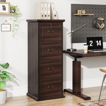 Vertical Wood Filing Cabinet with Lock