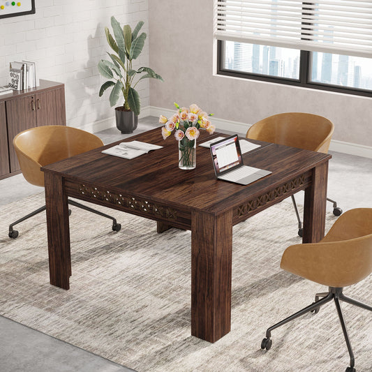 Wood Square Meeting Desk with Heavy Legs