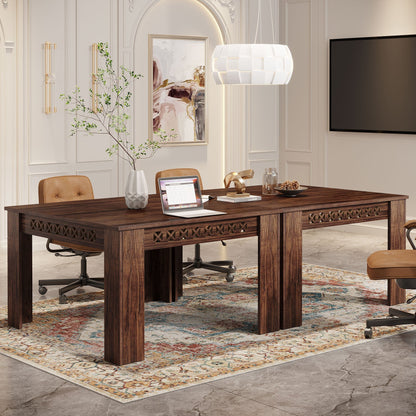 Wood Square Meeting Desk with Heavy Legs