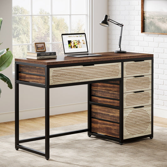 Office Desk with Reversible Drawer Cabinet