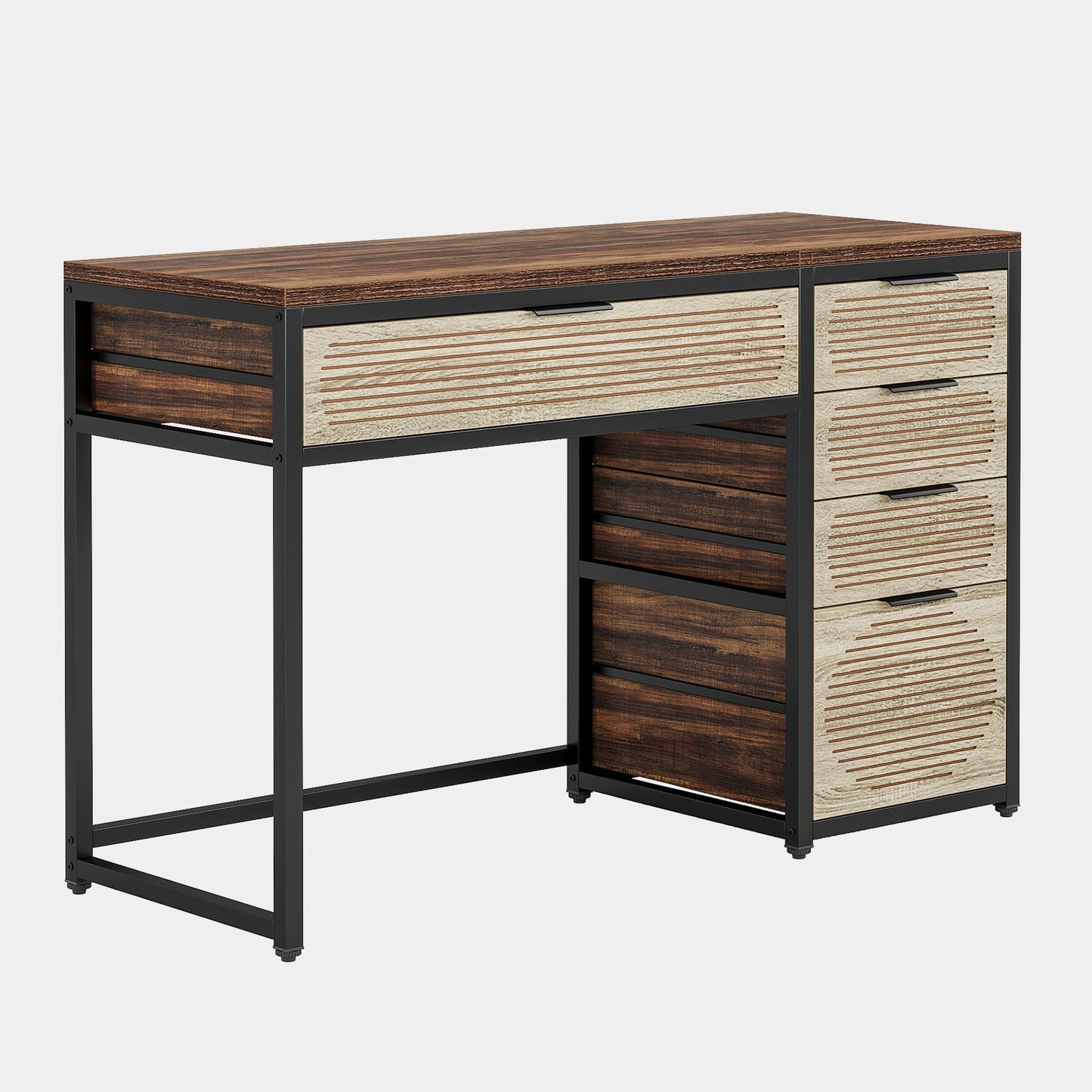 Office Desk with Reversible Drawer Cabinet