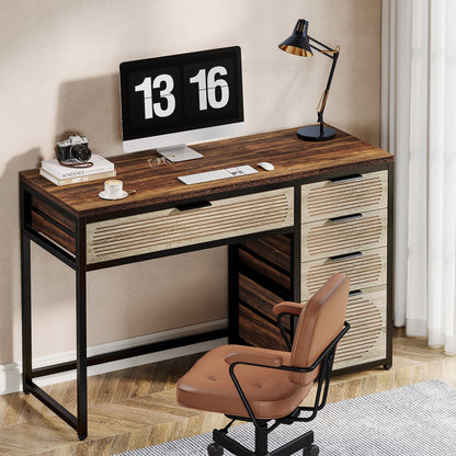 Office Desk with Reversible Drawer Cabinet