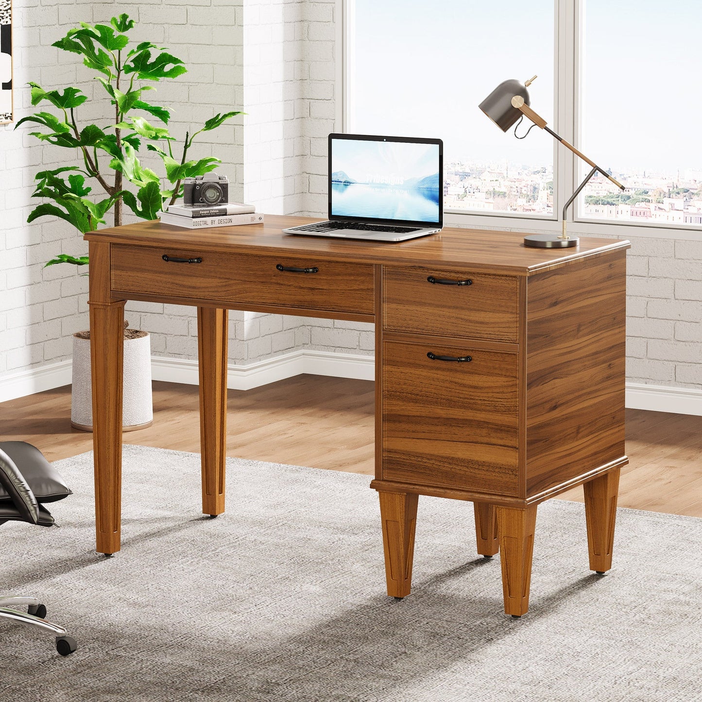 Rustic Office Desk With File Cabinet