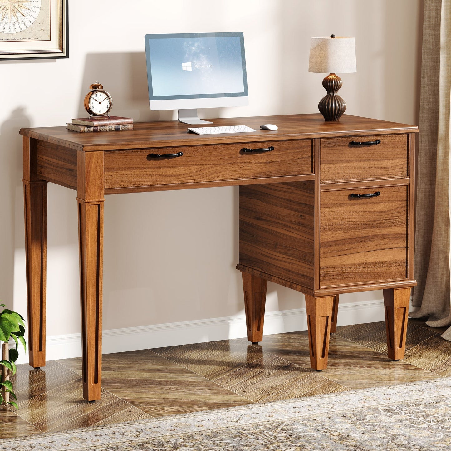 Rustic Office Desk With File Cabinet