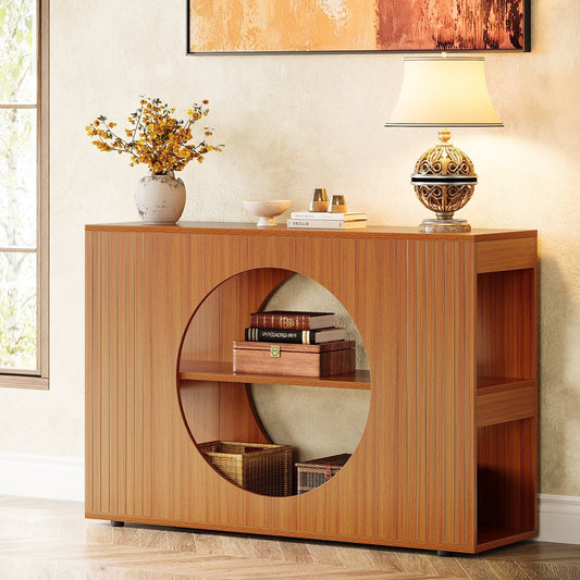 Farmhouse Sofa Table with Storage Shelves