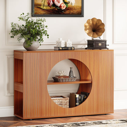 Farmhouse Sofa Table with Storage Shelves