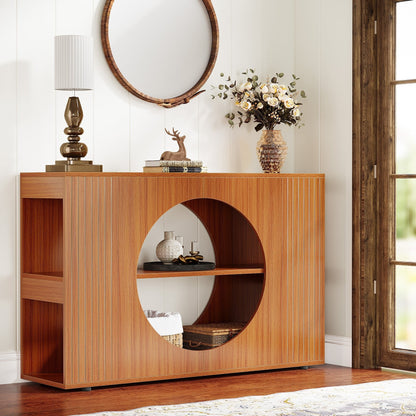 Farmhouse Sofa Table with Storage Shelves