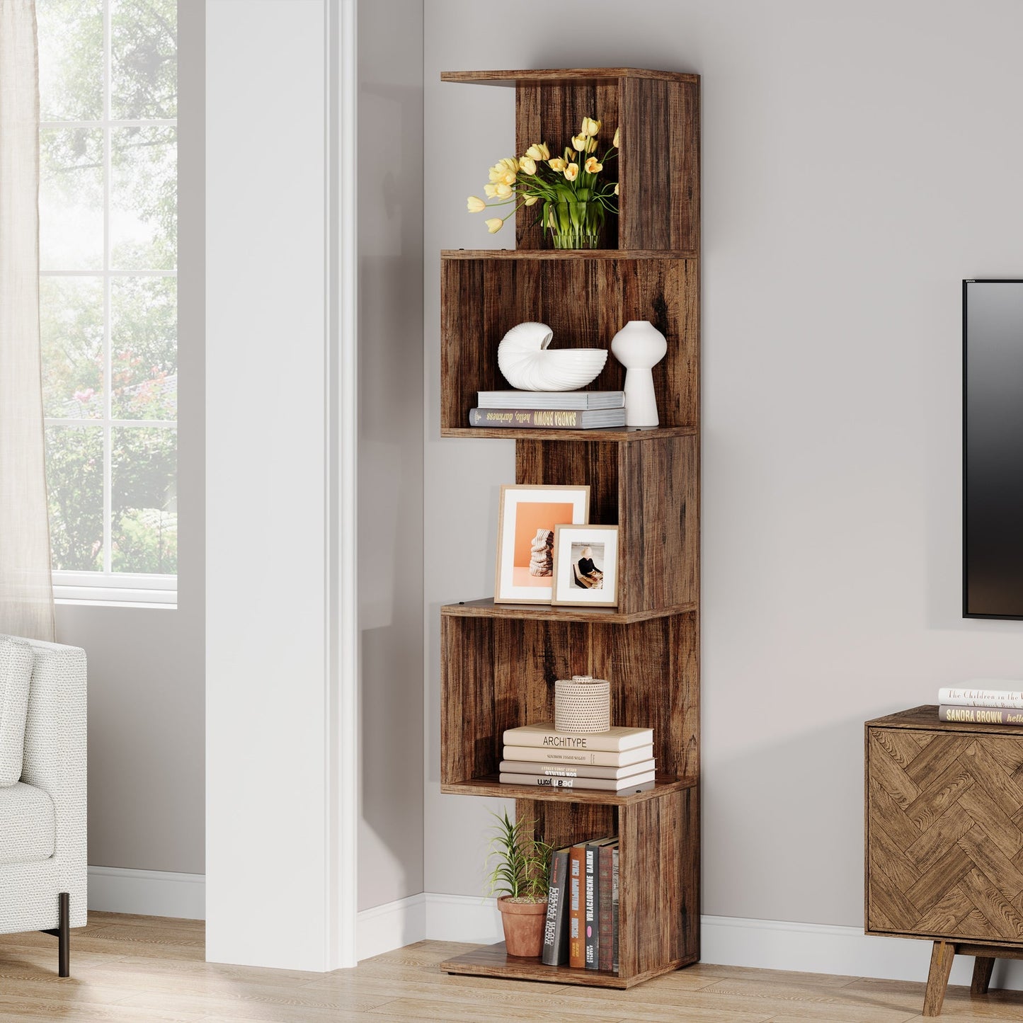 Freestanding Narrow Bookcase