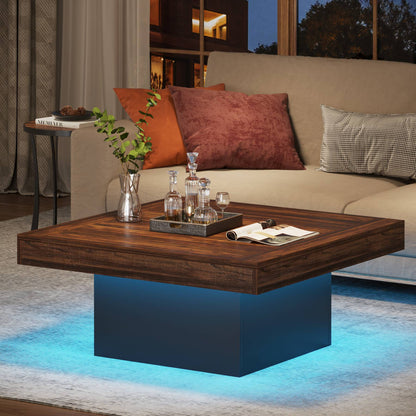 Square Coffee Table with LED Light