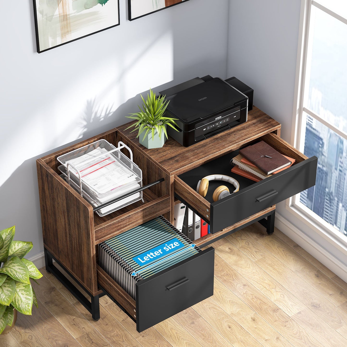 Rustic Lateral Filing Cabinet with 2 Drawers