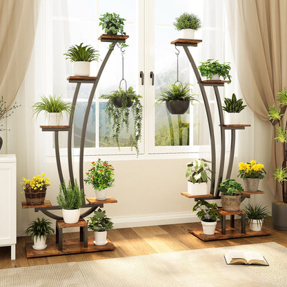 Plant Stand, Metal Curved Display Shelf