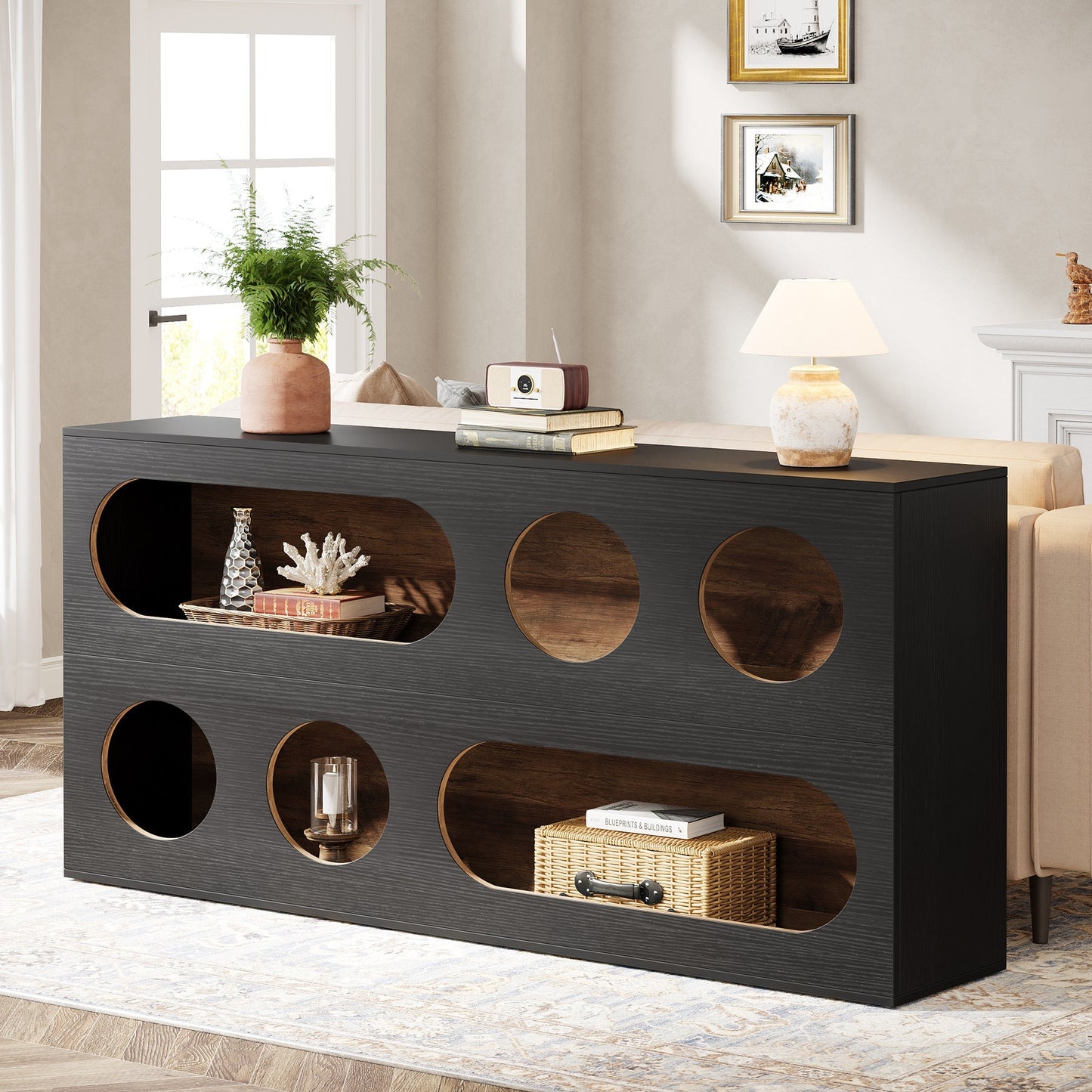 Console Table, 3-Tier Sofa Entryway Table with Storage