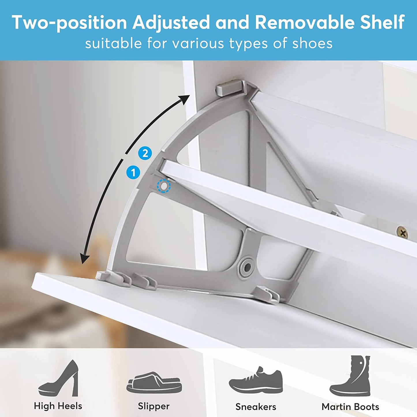 16-Pair Shoe Cabinet, Modern Shoe Storage Rack with Drawers