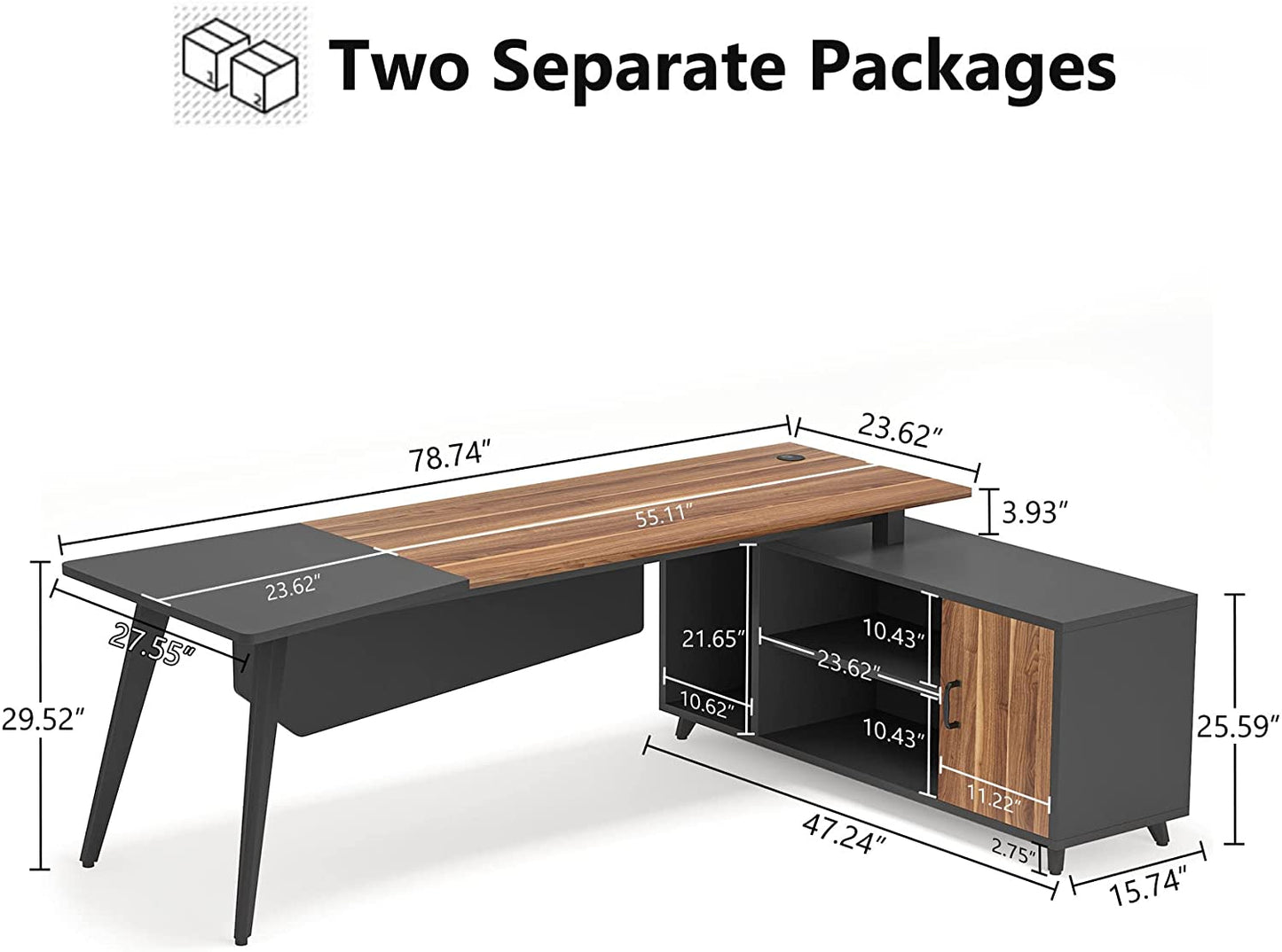 L-Shaped Desk with File Cabinet