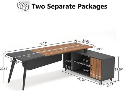 L-Shaped Desk with File Cabinet