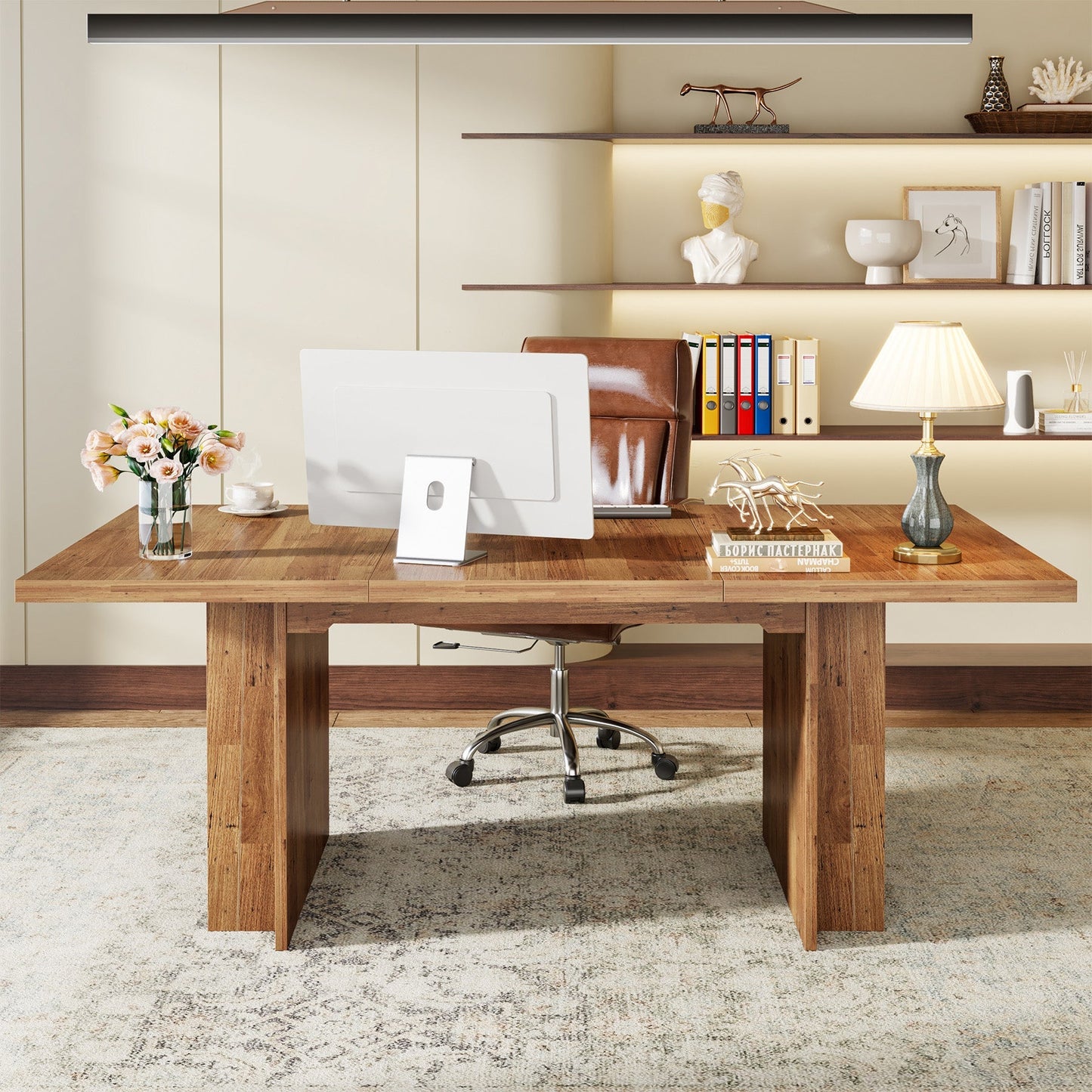 Large Wood Computer Writing Table with Storage