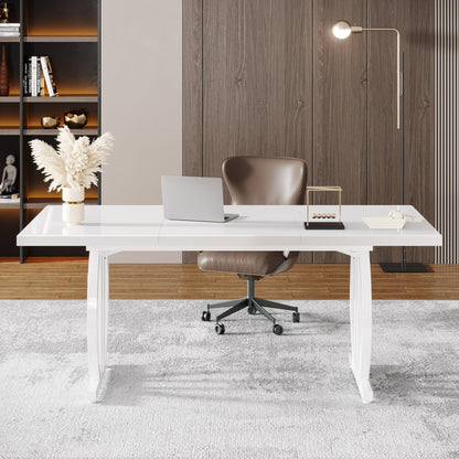 Modern Computer Desk with Metal Geometric Base