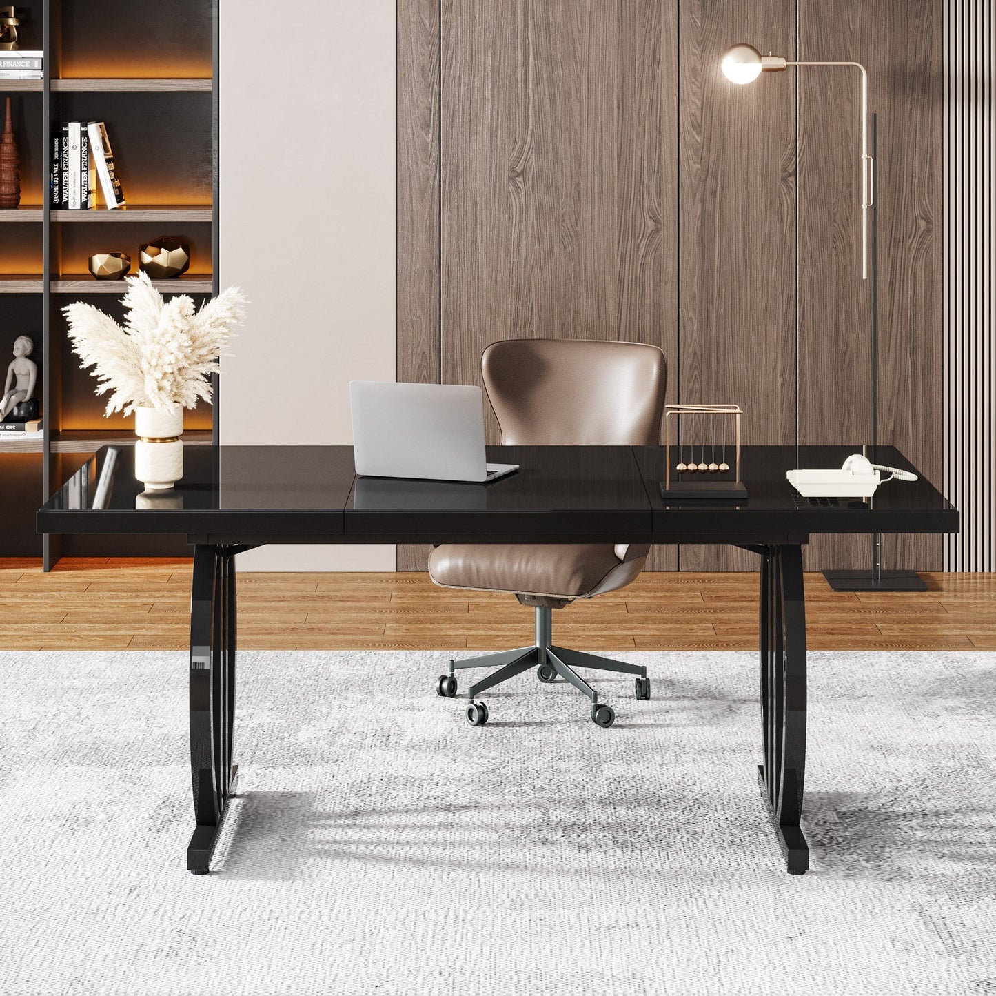 Modern Computer Desk with Metal Geometric Base