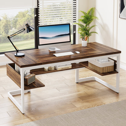 Modern Computer Desk with Under-Desk Shelf