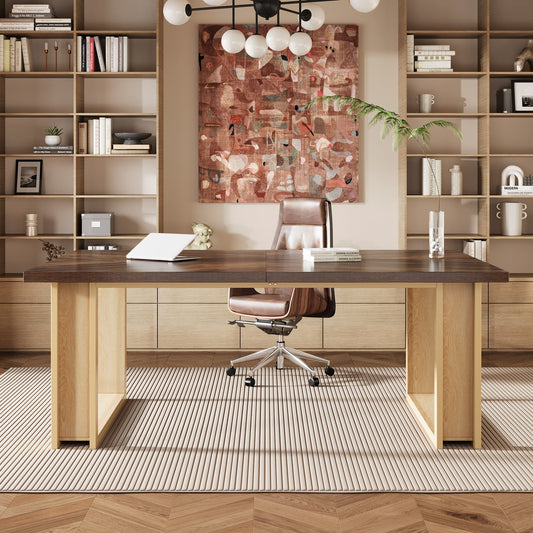 Rectangular Wood Executive Desk for Home Office