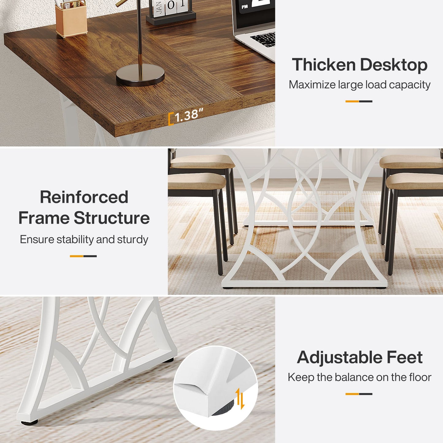 Industrial Computer Desk with Wooden Tabletop