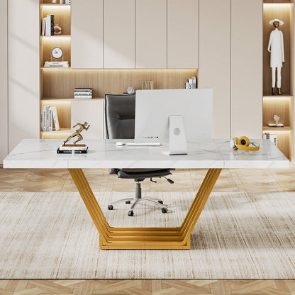 Modern Computer Desk with Metal Frame