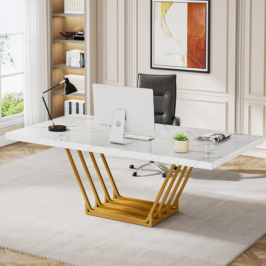 Modern Computer Desk with Metal Frame