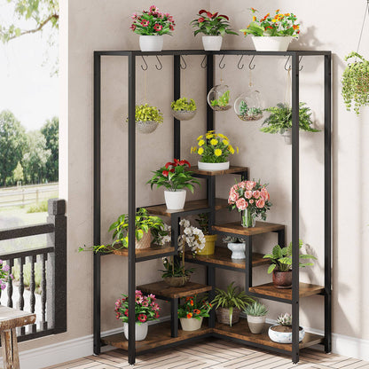 Corner Flower Shelf with S Hanging Hooks