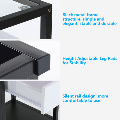 Modern Nightstand Side End Table with Drawer and Shelf