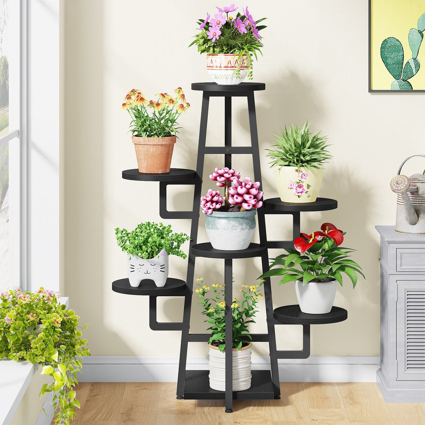 7-Tier Plant Stand, 43.3" Plant Pots Holder Rack Flower Stand