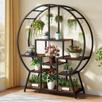 65" Tall Plant Shelf with 6 S Hanging Hooks