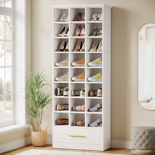 71" Shoe Rack, Freestanding Wooden 9-Tier Shoe Storage Cabinet