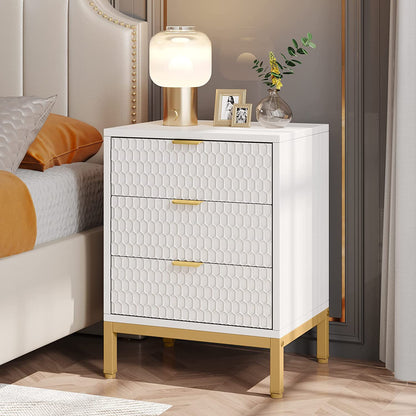 Tall Bedside Table with 3 Drawers